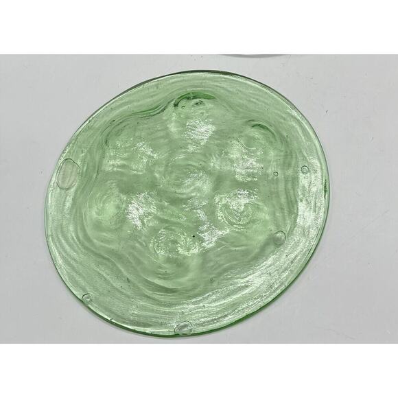 1920s Consolidated Glass Catalonia Green Bubble Uranium Salad Plate 8" Luncheon - Picture 6 of 9